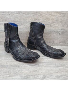 Mark Nason Rock Lives black leather dragon buckle boots